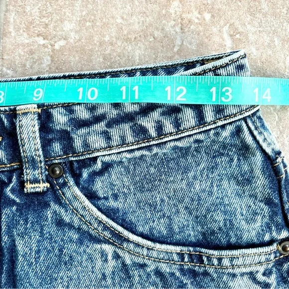 Vintage 80s EDWIN Acid Wash Blue Denim Jeans High Rise Straight Leg Raw Hem 32” - Picture 11 of 13